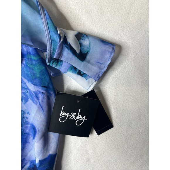 by and by Mini Floral Ruched Flutter Sleeve Dress Size Med NWT - Picture 2 of 9